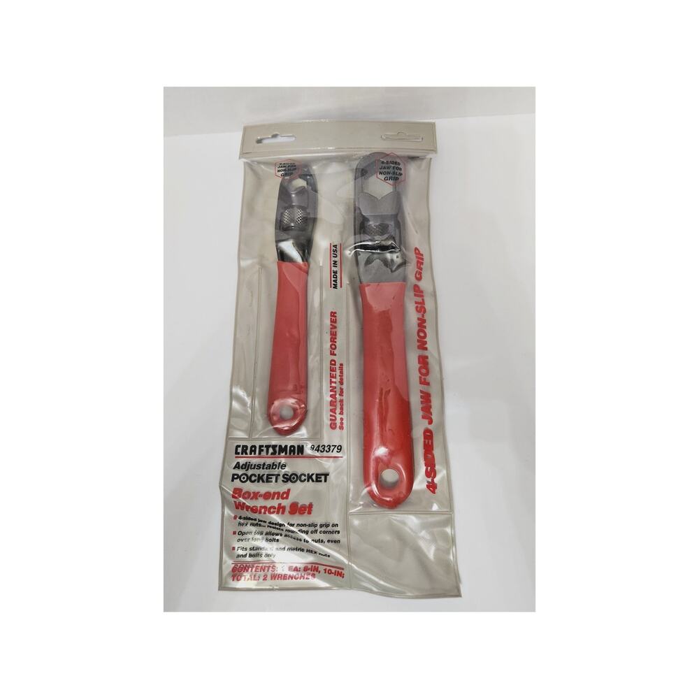 VTG NOS SEARS Craftsman Pocket Socket Adjustable Box End Wrench Set 43379 8" 10"